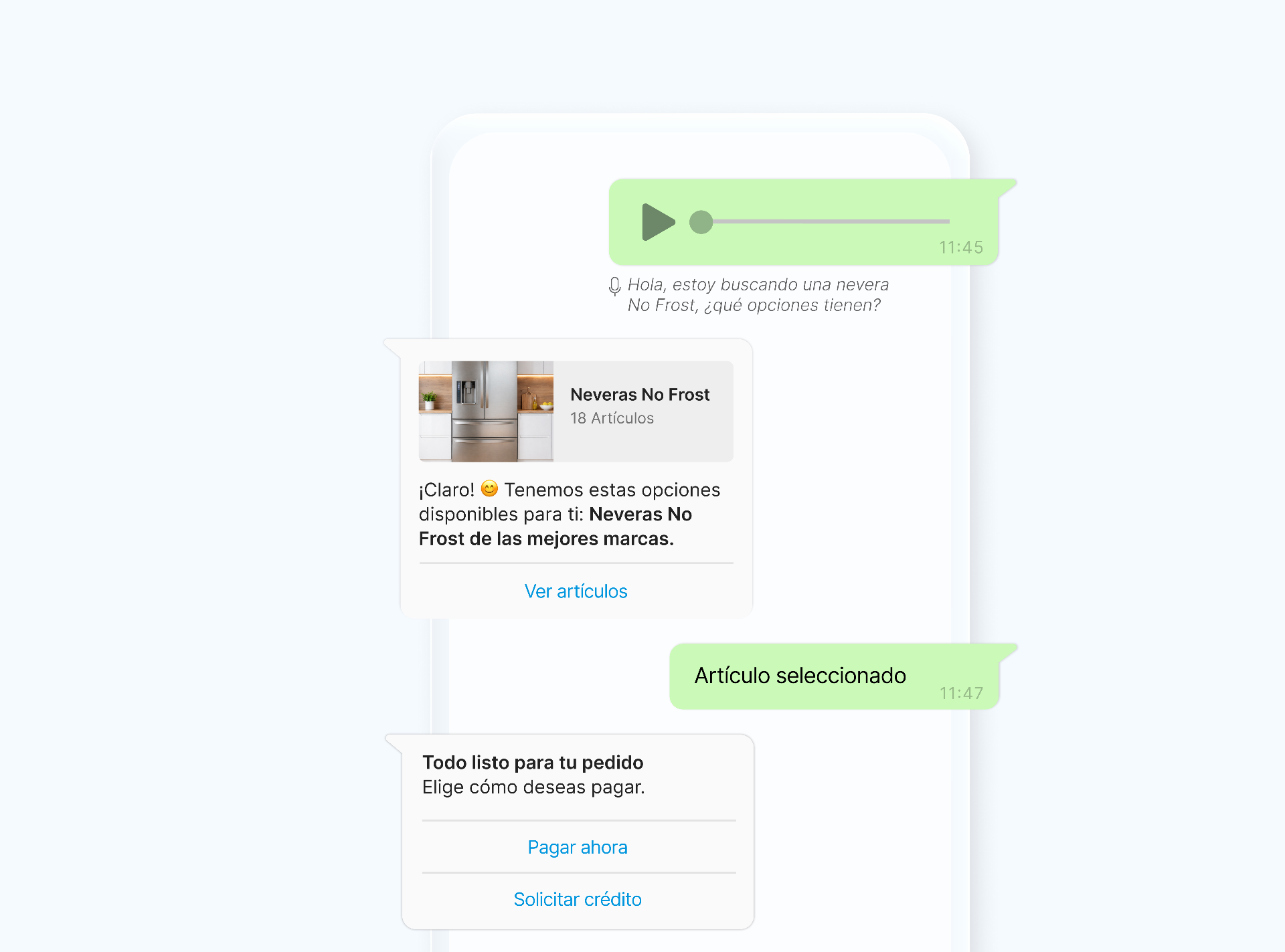 Demo de conversación WhatsApp para retail